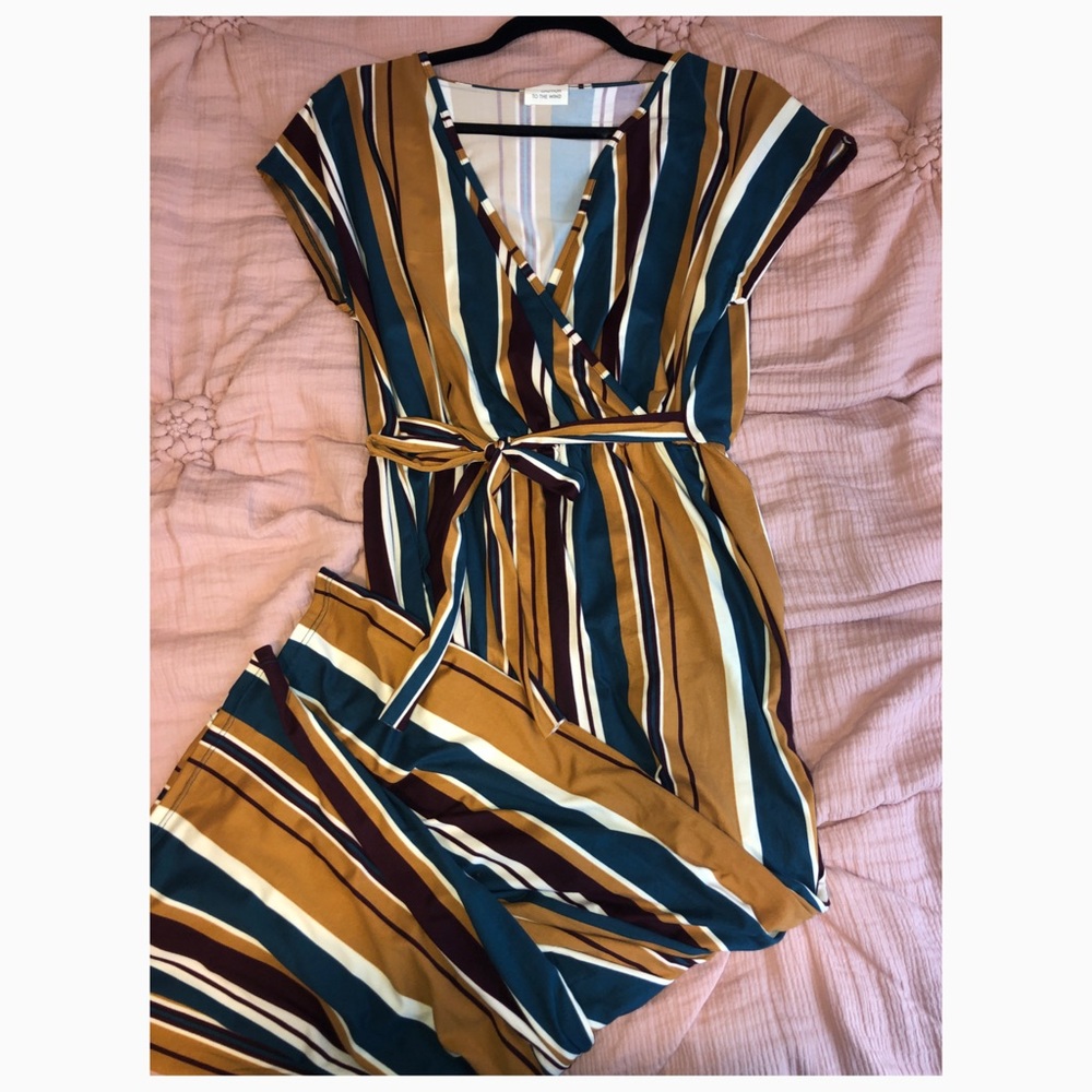 striped wide leg jumpsuit